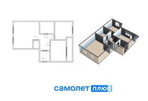 2-к квартира, вторичка, 62м2, 2/10 этаж