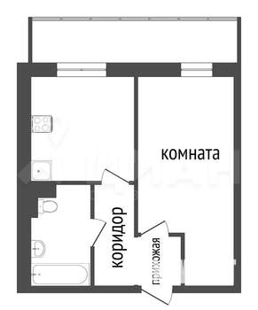 1-к квартира, вторичка, 34м2, 1/9 этаж