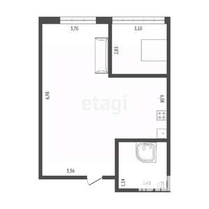 2-к квартира, вторичка, 54м2, 14/16 этаж