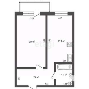 1-к квартира, вторичка, 44м2, 1/10 этаж