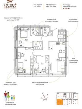 3-к квартира, вторичка, 86м2, 3/8 этаж