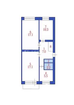 3-к квартира, вторичка, 62м2, 4/5 этаж
