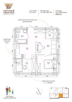 2-к квартира, вторичка, 44м2, 2/8 этаж