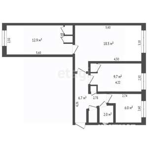 3-к квартира, вторичка, 59м2, 1/5 этаж