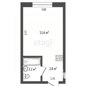 Студия квартира, вторичка, 16м2, 2/9 этаж