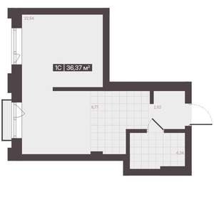 1-к квартира, вторичка, 36м2, 13/16 этаж