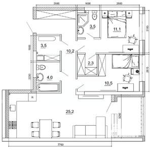 3-к квартира, вторичка, 79м2, 3/8 этаж