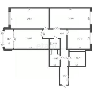 3-к квартира, вторичка, 123м2, 9/14 этаж