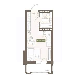 Студия квартира, вторичка, 26м2, 12/16 этаж