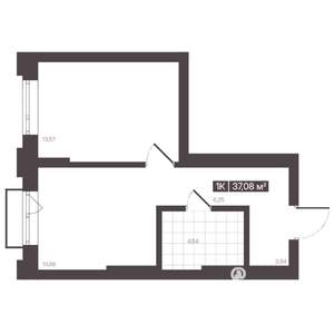 1-к квартира, вторичка, 37м2, 2/16 этаж