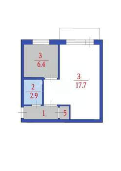 1-к квартира, вторичка, 32м2, 4/5 этаж