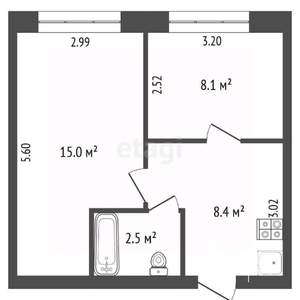 2-к квартира, вторичка, 34м2, 1/5 этаж