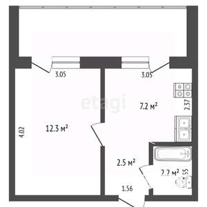 1-к квартира, вторичка, 24м2, 8/9 этаж