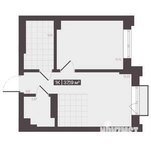 1-к квартира, строящийся дом, 37м2, 12/16 этаж