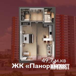 1-к квартира, строящийся дом, 50м2, 16/17 этаж
