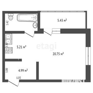 1-к квартира, вторичка, 35м2, 3/15 этаж