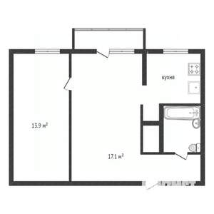 2-к квартира, вторичка, 45м2, 4/5 этаж