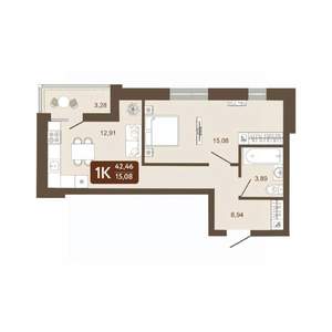 1-к квартира, вторичка, 42м2, 5/25 этаж