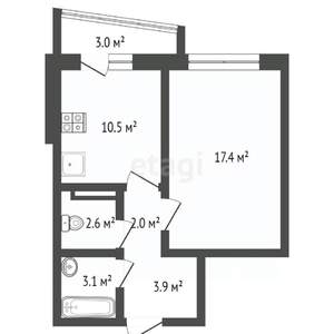 1-к квартира, вторичка, 40м2, 4/16 этаж