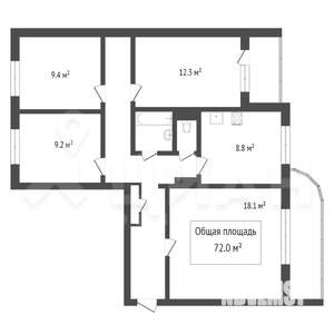 4-к квартира, вторичка, 74м2, 4/10 этаж