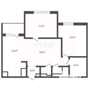 3-к квартира, вторичка, 56м2, 9/10 этаж