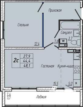 1-к квартира, вторичка, 48м2, 3/17 этаж