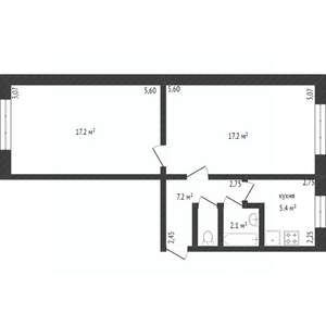 2-к квартира, вторичка, 47м2, 1/5 этаж
