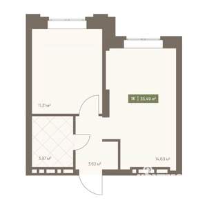 1-к квартира, вторичка, 33м2, 1/16 этаж