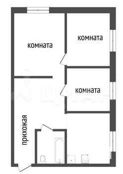 3-к квартира, вторичка, 52м2, 1/5 этаж