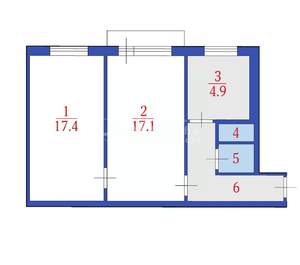 2-к квартира, вторичка, 42м2, 4/5 этаж