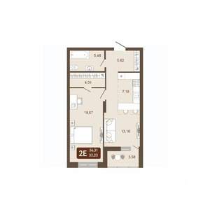 2-к квартира, вторичка, 56м2, 2/20 этаж