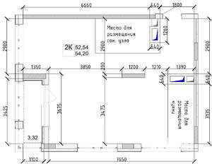 2-к квартира, вторичка, 54м2, 2/15 этаж