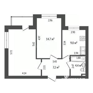 2-к квартира, вторичка, 57м2, 4/10 этаж