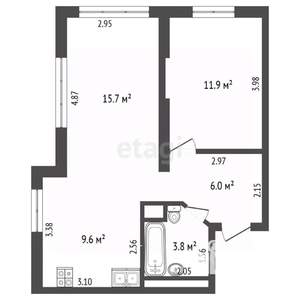 2-к квартира, вторичка, 47м2, 2/5 этаж