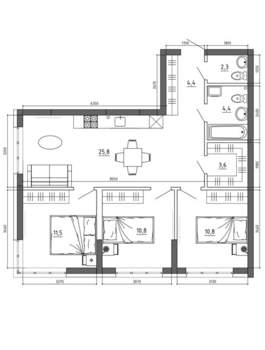 3-к квартира, вторичка, 77м2, 4/15 этаж