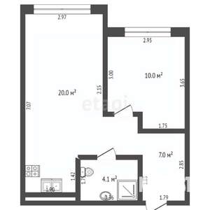 2-к квартира, вторичка, 43м2, 6/8 этаж
