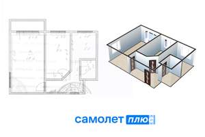 2-к квартира, вторичка, 43м2, 3/5 этаж