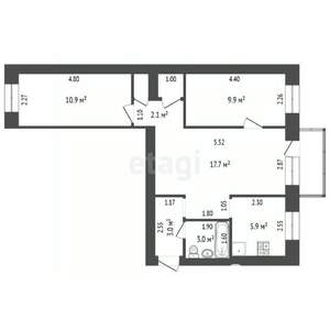 3-к квартира, вторичка, 54м2, 5/5 этаж