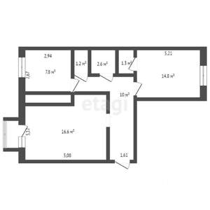 2-к квартира, вторичка, 58м2, 4/4 этаж