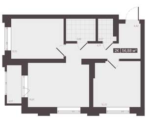 2-к квартира, вторичка, 57м2, 8/16 этаж
