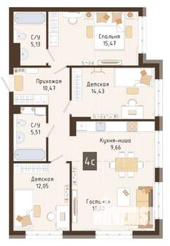 3-к квартира, вторичка, 91м2, 6/7 этаж