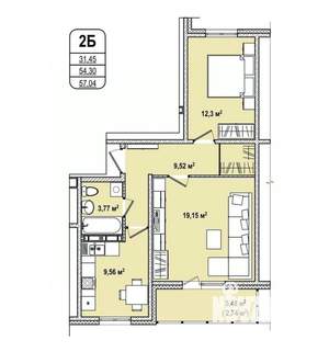 2-к квартира, строящийся дом, 57м2, 16/16 этаж