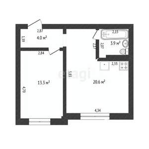 Студия квартира, вторичка, 42м2, 1/5 этаж