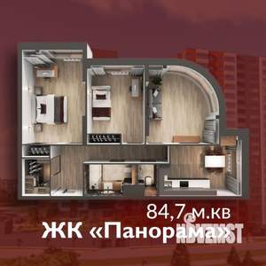 3-к квартира, строящийся дом, 85м2, 6/17 этаж