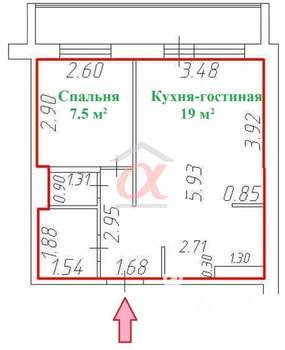 2-к квартира, вторичка, 35м2, 8/10 этаж