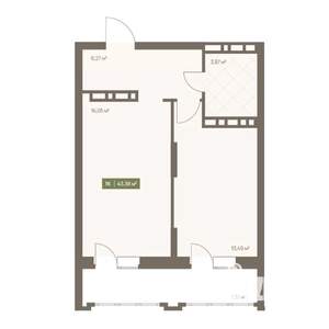 1-к квартира, вторичка, 43м2, 14/16 этаж