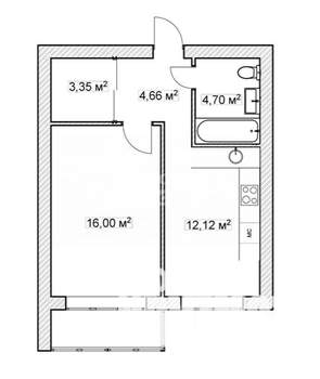 1-к квартира, вторичка, 41м2, 8/10 этаж