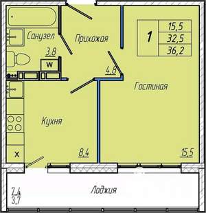 1-к квартира, вторичка, 36м2, 2/17 этаж