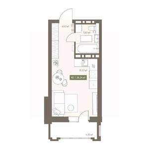 Студия квартира, вторичка, 26м2, 15/16 этаж