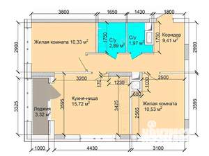 3-к квартира, строящийся дом, 54м2, 4/15 этаж